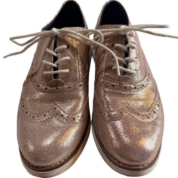 Cole Haan Shoes - Cole Haan Rose Gold Metallic Wingtip Oxfords